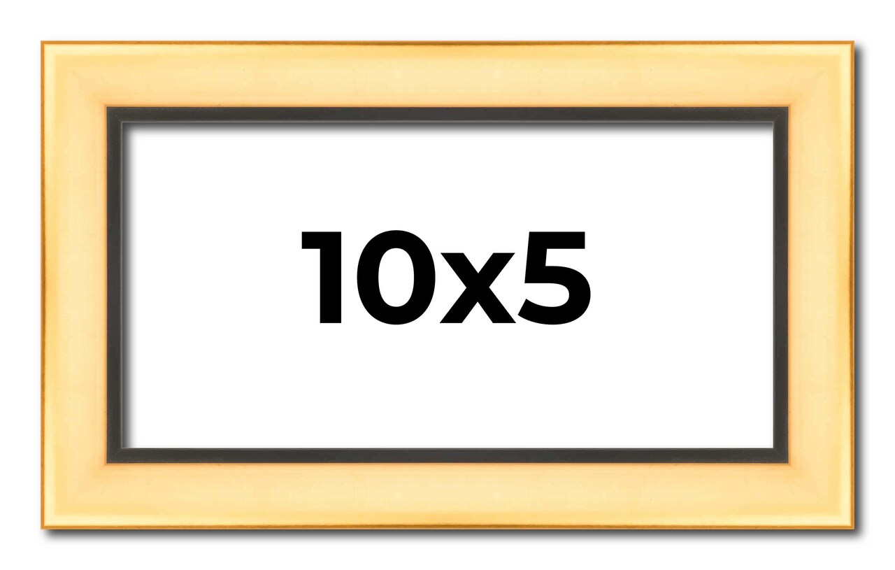 10x5 Simple Gold Picture Frame - UV Acrylic, Foam Board Backing, Hanging Hardware